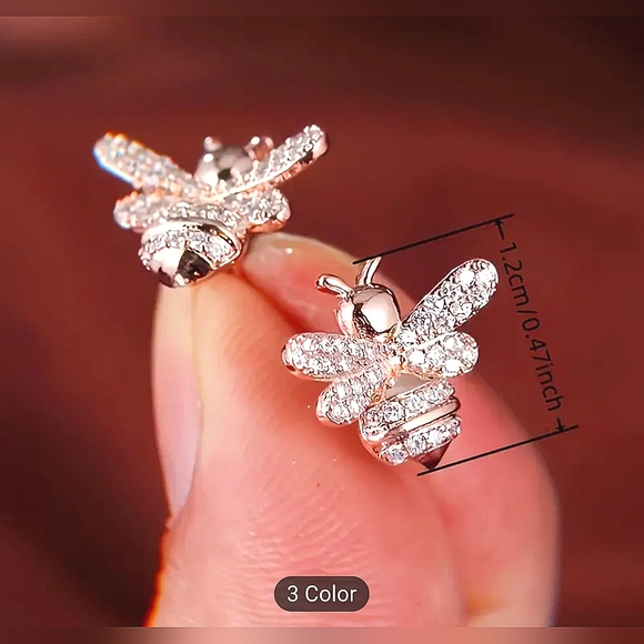 Blingy Bees Sterling Stud Earrings - Picture 2 of 3